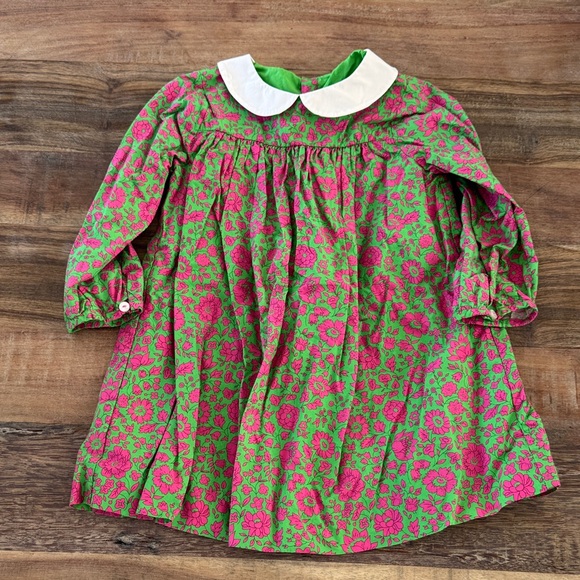 Jacadi Green and Pink Floral Kids Formal Dress - Picture 1 of 3